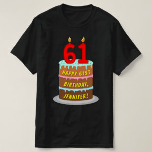 61:a födelsedagen - Roligt Cake & Candles, med ege T Shirt