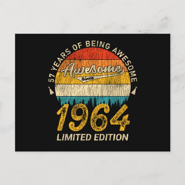 61 år gammal 1964 Retro Awesome 61-årspresent Vykort (Framsida)