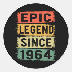 61 år gammal dag 1964 Epic Legend 61:a födelsedage Runt Klistermärke