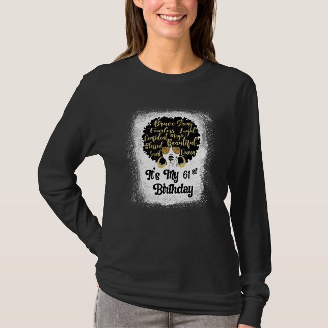 61 år gammal leopard Melanin Girl Det är min födel T Shirt (Framsida)