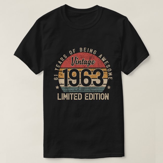 61-årig gåva, 1963 Begränsad utgåva 61:a B-dagen T Shirt (Design framsida)
