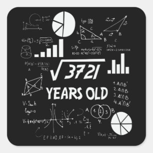 61-åriga Bday Math Teacher 61:a födelsedagsgåva Fyrkantigt Klistermärke