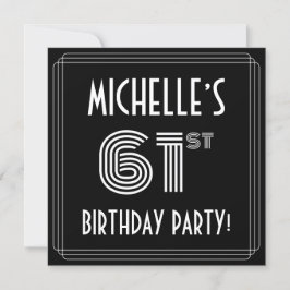 61st Birthday Party: Art Deco Style w/ Custom Name Inbjudningar
