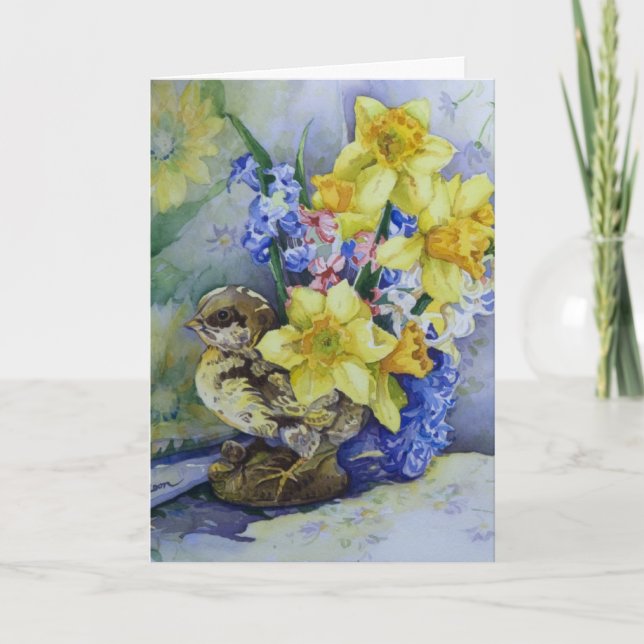 6296 Daffodils in Birthday Card Kort (Framsida)