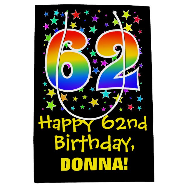 62:a födelsedag: Färga stjärnor Mönster och regnbå (Framsidan)