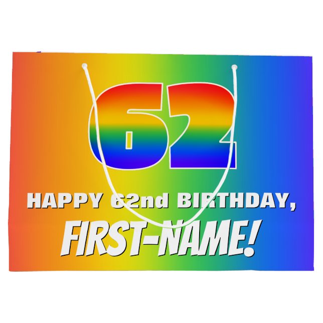 62:a födelsedag: färgfull, Roligt Rainbow Mönster  (Baksidan)