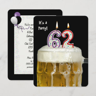 62:a födelsedag i Party Inbjudningar