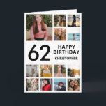 62:a födelsedag Photo Collage 13 Photos Black Whit Kort<br><div class="desc">62:a Grattis på födelsedagen Photo Collage 13 Photos Black and White Birthday Card för alla åldrar. Den 13:e 15:e 16:e 18:e 20:e 30:e 40:e 60:e 70:e 80:e 90:e 100:e, alla åldrar. Om du vill göra ytterligare anpassningar klickar du på knappen "Anpassa" och användor verktyg som är utformat för att ändra...</div>