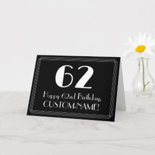 62:a födelsedagen ~ Art Deco Inspired Titta "62",  Kort