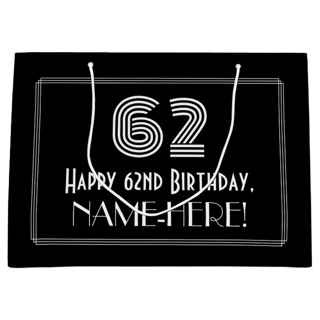 62:a födelsedagen - Art Deco Inspired Titta "62" o (Framsidan)