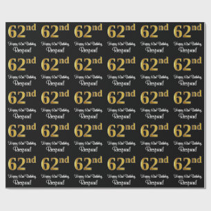 62:a födelsedagen: Elegant Luxurious Faux Guld Tit Presentpapper