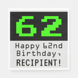 62:a födelsedagen - Nerdy/Geeky Stil "62" och Namn Pappersservett
