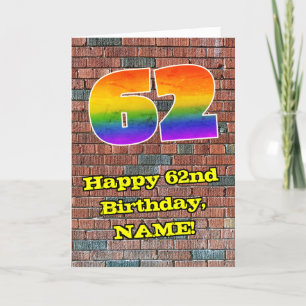 62:a födelsedagen: Roligt Graffiti-Inspired Rainbo Kort