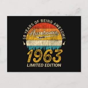 62 År Gammal 1963 Retro Awesome 62-årspresent Vykort