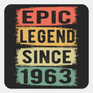 62 år gammal dag 1963 Epic legend 62:a födelsedage Fyrkantigt Klistermärke