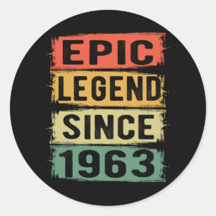 62 år gammal dag 1963 Epic legend 62:a födelsedage Runt Klistermärke