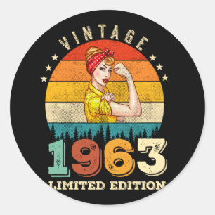 62-årig dag 1963 Vintage 62:a födelsedagen Kvinnor Runt Klistermärke