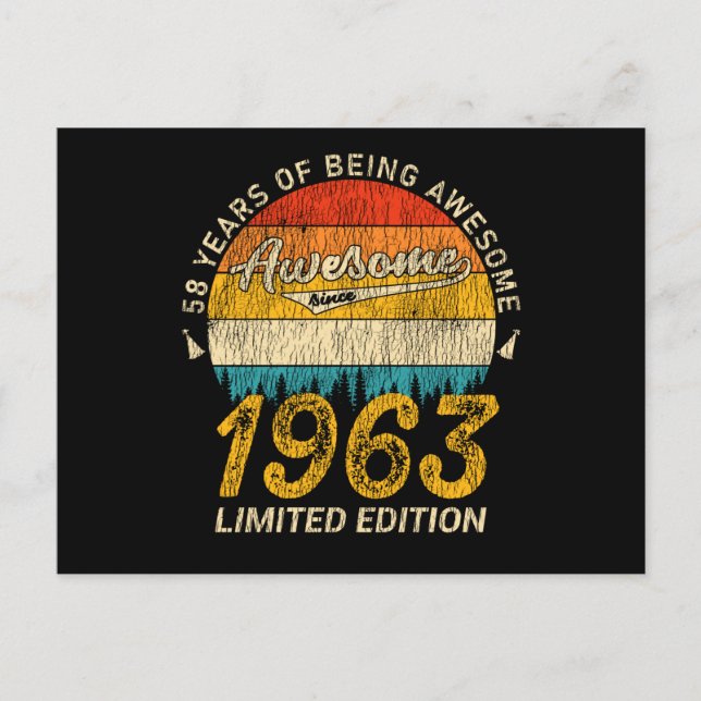 62-åriga 1963 års Retro Fantastisk 62:a födelsedag Vykort (Framsida)