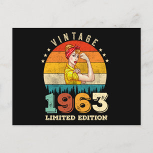 62 Års Födelsedag 1963 Vintage 62-årsdag Kvinnor Vykort