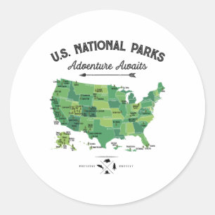 62 Nationalparker Karta Usa Park Vintage Camping V Runt Klistermärke