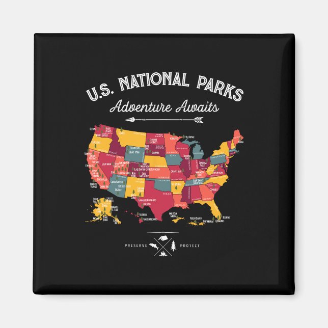 62 Nationalparker Kartpresenter Us Park Vintage Ca Magnet (Framsidan)