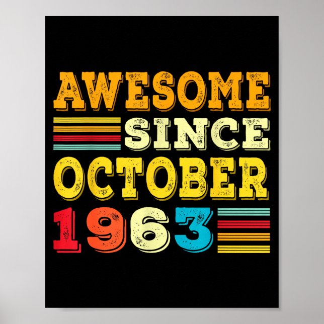62 Years Old Awesome Since October 1963 62nd Birth Poster (Framsidan)