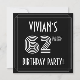 62nd Birthday Party: Art Deco Style w/ Custom Name Inbjudningar
