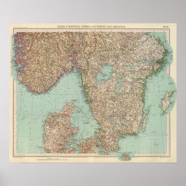 6364 Sverige, södra Norgen Poster (Framsidan)