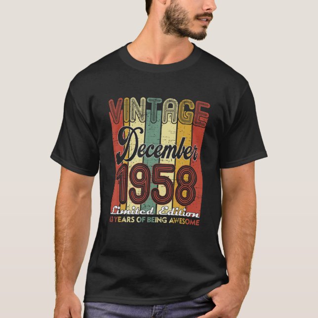 63 år gammal retro December 1958 63Rd Birthday Dec T Shirt (Framsida)
