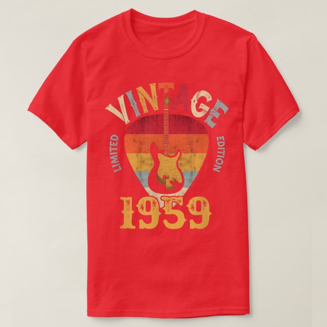 63 årÅlderdom 1959 Gitarr Plektrum 63:e födelsedag T Shirt (Design framsida)