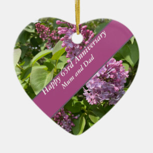 63:e årsdagen Lilac Editable Julgransprydnad Keramik