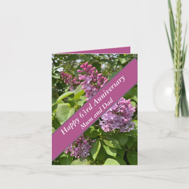 63:e årsdagen Lilac Editable Kort (Framsida)