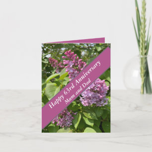 63:e årsdagen Lilac Editable Kort