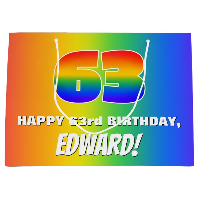63:e födelsedag: färgfull, Roligt Rainbow Mönster  (Framsidan)