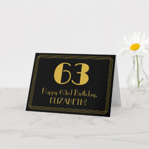 63:e födelsedagen: Art Deco Inspired Titta "63" +  Kort