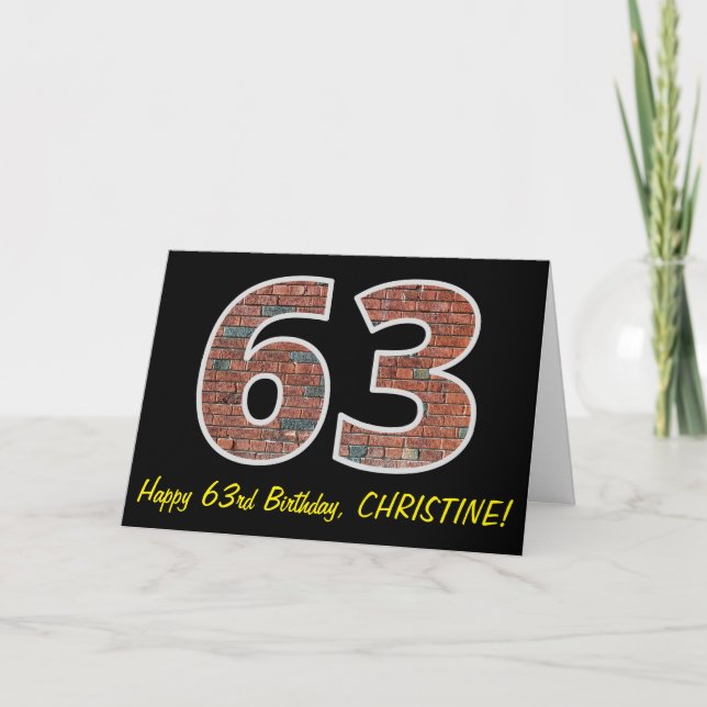 63:e födelsedagen - Brickmuren Mönster "63" w/ Nam Kort (Framsida)