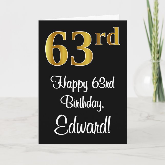 63:e födelsedagen ~ Elegant Luxurious Faux Guld Ti Kort (Framsida)