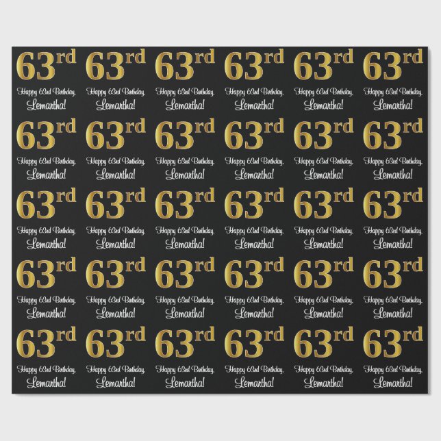 63:e födelsedagen: Elegant Luxurious Faux Guld Tit Presentpapper (Platt)