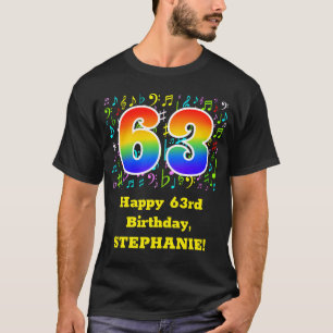 63:e födelsedagen: Färgstarka musiksymboler, reg T Shirt