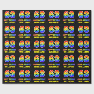 63:e födelsedagen: fetstil, Roligt, enkel, regnbåg Presentpapper