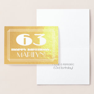 63:e födelsedagen: Namn + Art Deco Inspired (63 år Folierat Kort