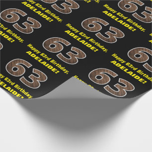 63:e födelsedagen: Namn & Faux Wood Grain Mönster Presentpapper