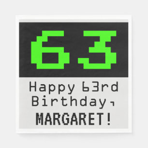 63:e födelsedagen - Nerdy/Geeky Stil "63" och Namn Pappersservett