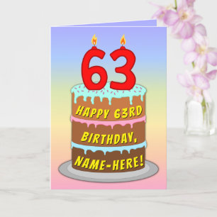 63:e födelsedagen - Roligt Cake & Candles, med ege Kort