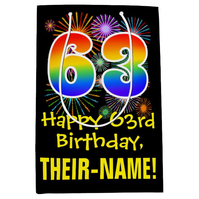 63:e födelsedagen: Roligt Fireworks Mönster + Rain (Framsidan)
