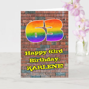 63:e födelsedagen: Roligt Graffiti-Inspired Rainbo Kort