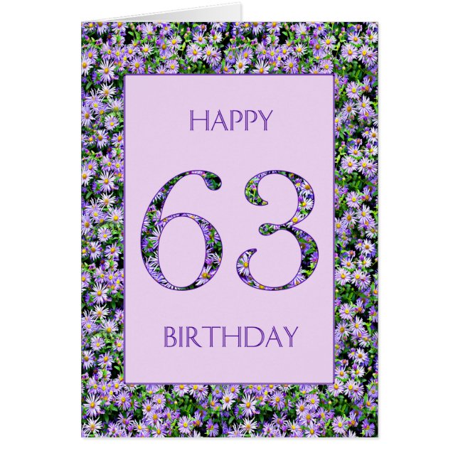 63:e födelsedagens Daisy Lila Hälsningskort (Framsidan)