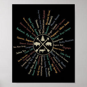 63 National Parker Karta Gifts US Park Vintage Cam Poster
