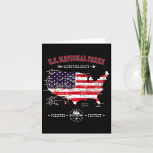 63 National Parker Karta - Vintage American Flagga Kort