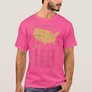 63 National Parks Map Us Park Camping Hiking T Shirt
